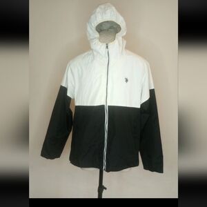 U.S. Polo Assn. Black and White Windbreaker Sz M